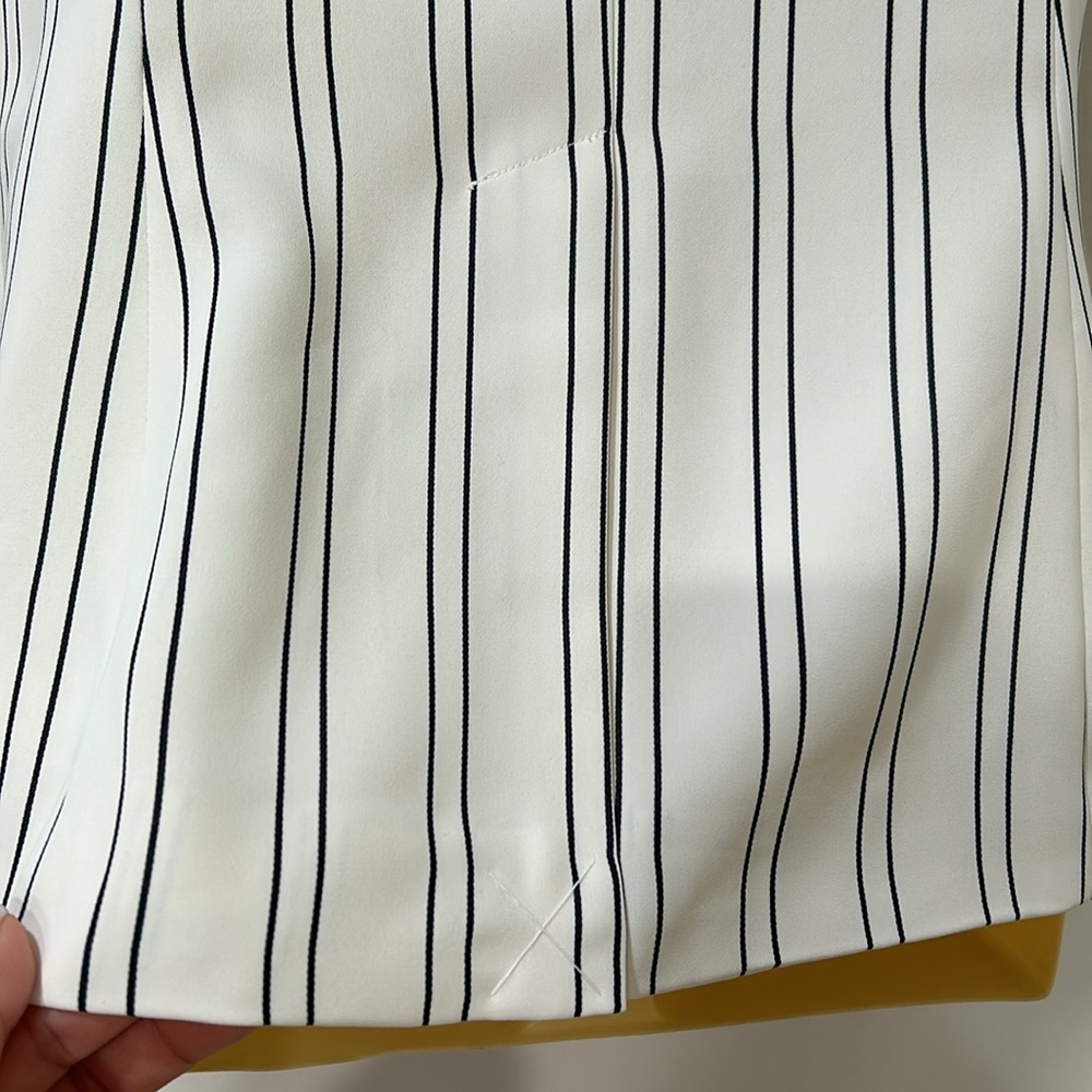 TALBOT WOMENS BLAZER JACKET COAT STRIPE WHITE BLACK SIZE 2P - Picture 9 of 12